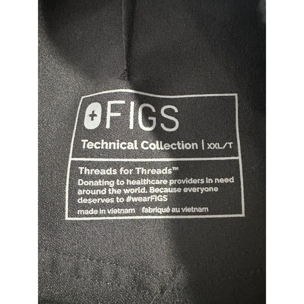 FIGS Technical Collection Jogger Pants 2XLT Black Drawstring Pockets Scrub A34